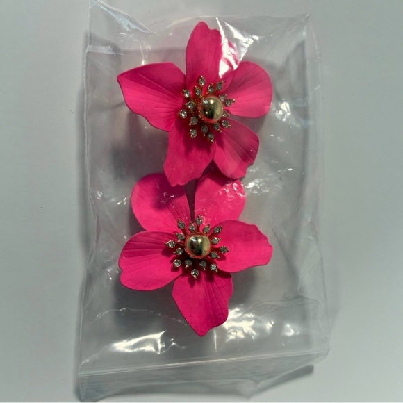 New Lilly Pulitzer Pink Oversized Orchid Floral Earrings